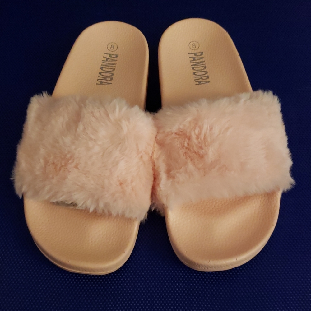 Pink Faux Fur Slide Slippers, Various Sizes *NWB* - Picture 3 of 4